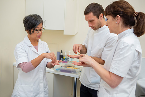 Jo Dyson and students in our acupuncture teaching clinic