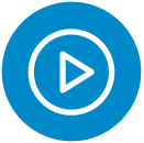 blue play button for video